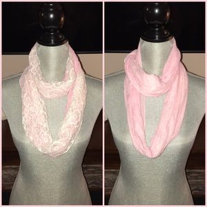 New Gorgeous Ralph Lauren Pink White Lace Scarf